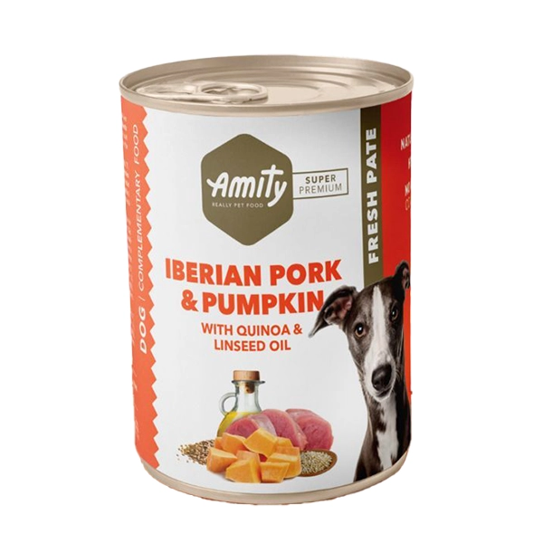Lata Amity Iberian Pork And Pumpking Para Perro Adulto 400 Gr