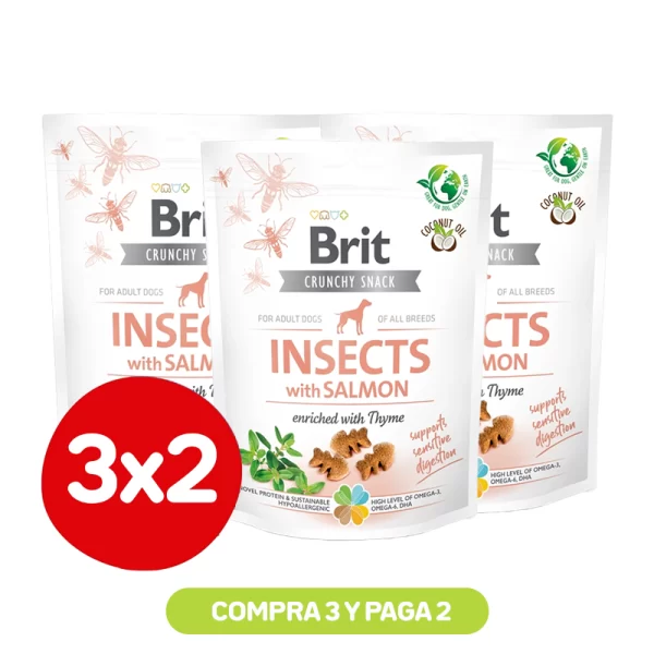 Pack 3x2 Brit Crunchy Snack Insects Salmón 200 Gr