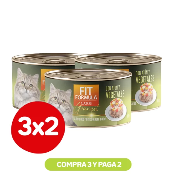 Pack 3x2 Fit Formula Lata para gato atún y vegetales