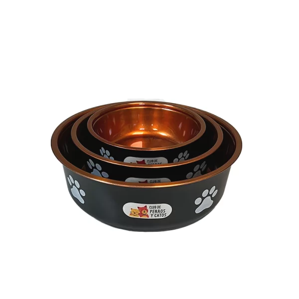 Plato Para Mascota Black & Bronze 