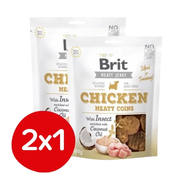 Pack 2x1 Brit Meaty Jerky Chicken Meaty Coins 80 Gr