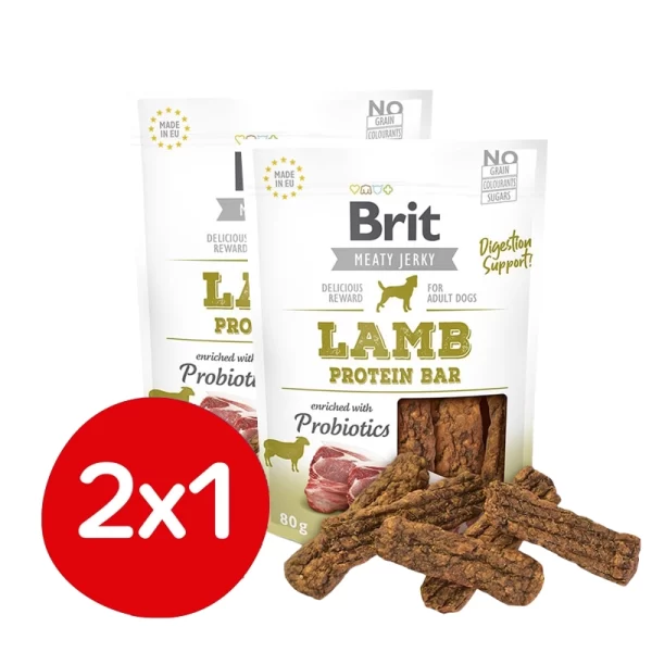 Pack 2x1 Brit Meaty Jerky Lamb Protein Bar 80 Gr