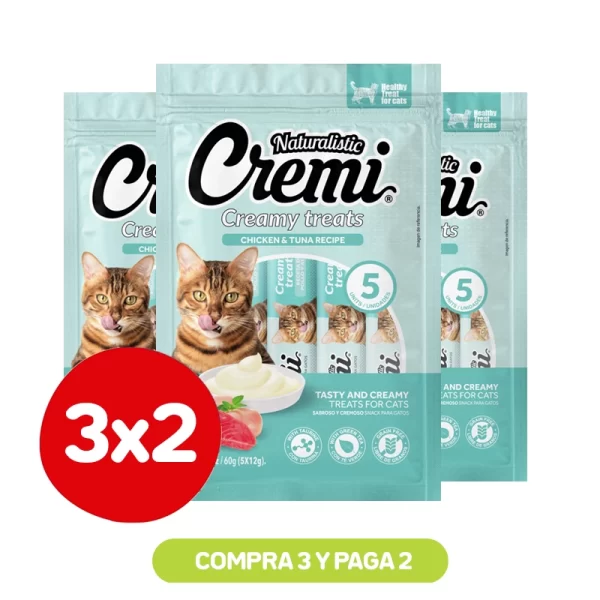 Pack 3x2 Naturalistic Cremi Pollo y Atún 60 Gr