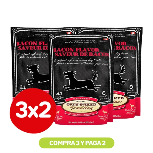 Pack 3x2 OVEN-BAKED Snack Para Perros Tocino 227 Grs