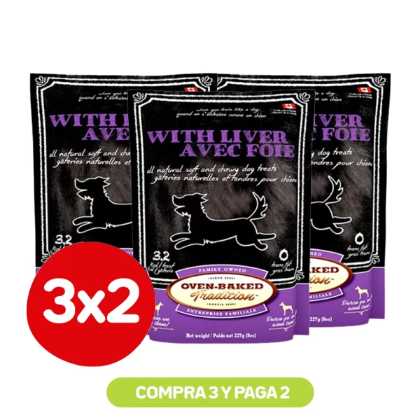 Pack 3x2 Oven-Baked Snack Para Perros Liver 227 Grs