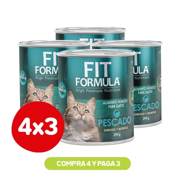 Pack 4x3 Fit Formula Lata para gato sabor pescado