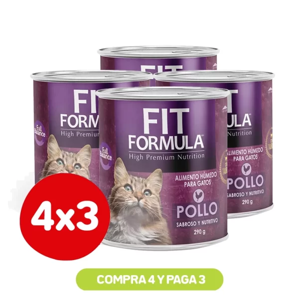 Pack 4x3 Fit Formula Lata Para Gato Sabor Pollo