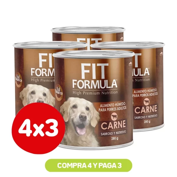 Pack 4x3 Fit Formula Lata para Perro Adulto Carne