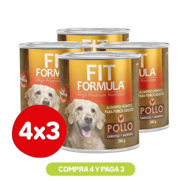 Pack 4x3 Fit Formula Lata para Perro Adulto Pollo