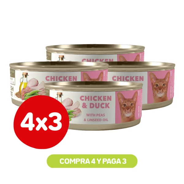 Pack 4x3 Latas Amity Gato Adulto Chicken And Duck 80 GR