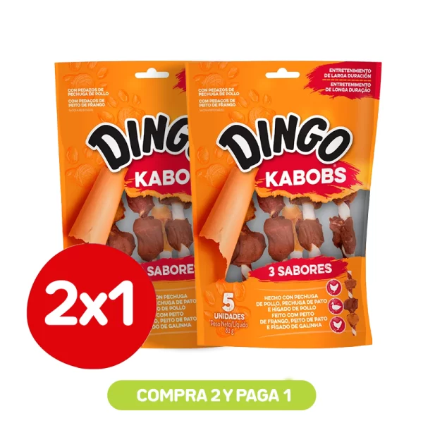 Pack 2x1 Dingo Snack Perro 3 Sabores Kabob 5 unidades