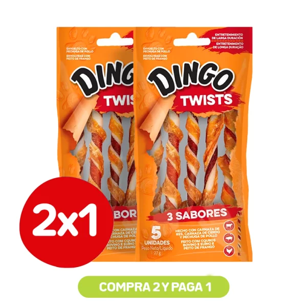 Pack 2x1 Dingo Snack Perro 3 Sabores Twists 5 Unidades