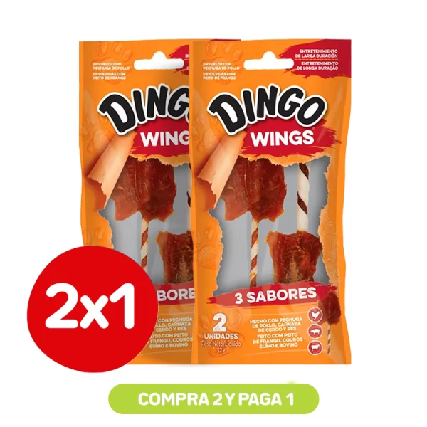 Pack 2x1 Dingo Snack Perro 3 Sabores Wings 2 Unidades