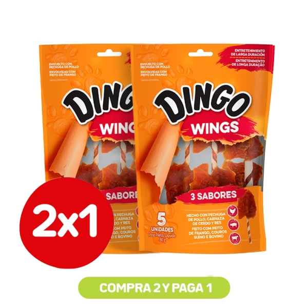 Pack 2x1 Dingo Snack Perro 3 Sabores Wings 5 Unidades