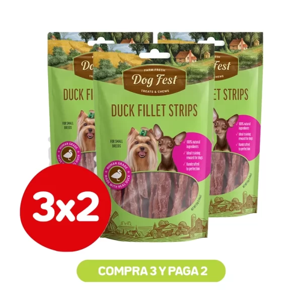 Pack 3x2 Dog Fest Barras de Filete de Pato 55 gr