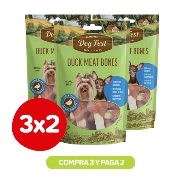 Pack 3x2 Dog Fest Huesitos con Pato 55 gr