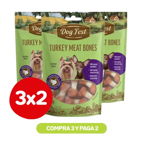 Pack 3x2 Dog Fest Huesitos con Pavo 55 gr