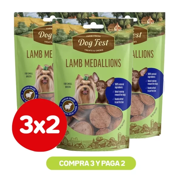 Pack 3x2 Dog Fest Medallones de Cordero 55 gr