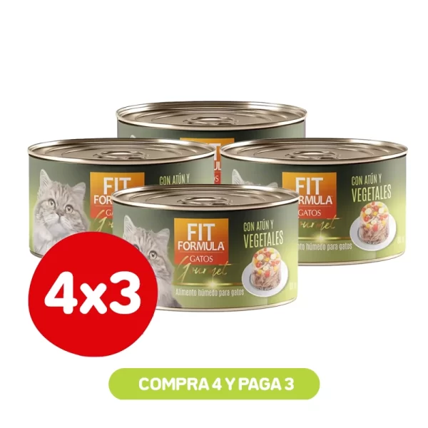 Pack 4x3 Fit Formula Lata para gato atún y vegetales