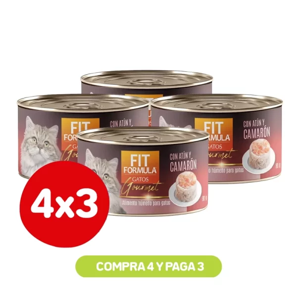 Pack 4x3 Fit Formula Lata para gato con camarón