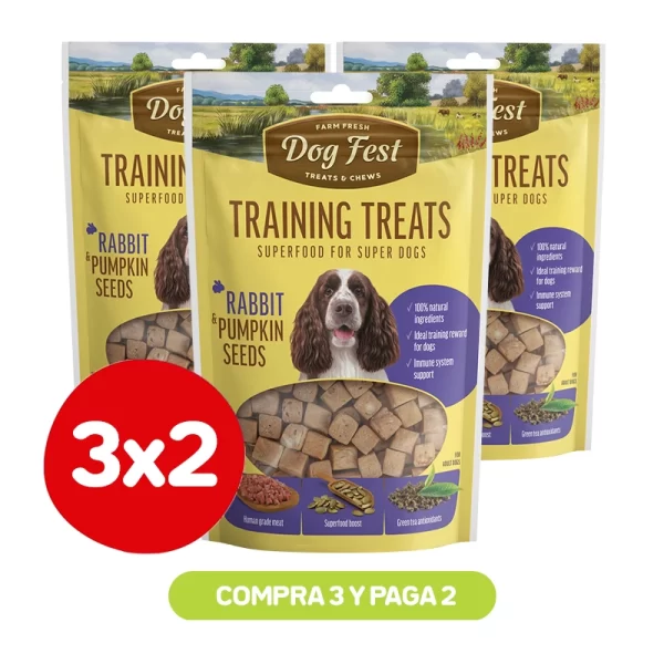 Pack 3x2 Dog Fest Training Snack Conejo y Semillas de Calabaza 90 gr