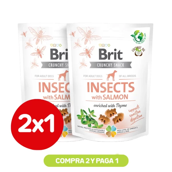 Pack 2x1 Brit Crunchy Snack Insects Salmón 200 Gr