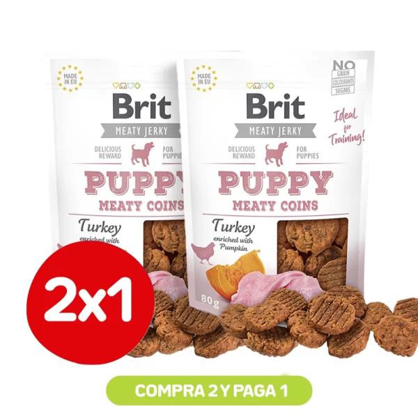 Pack 2x1 Brit Meaty Jerky Puppy Meaty Coins 80 Gr