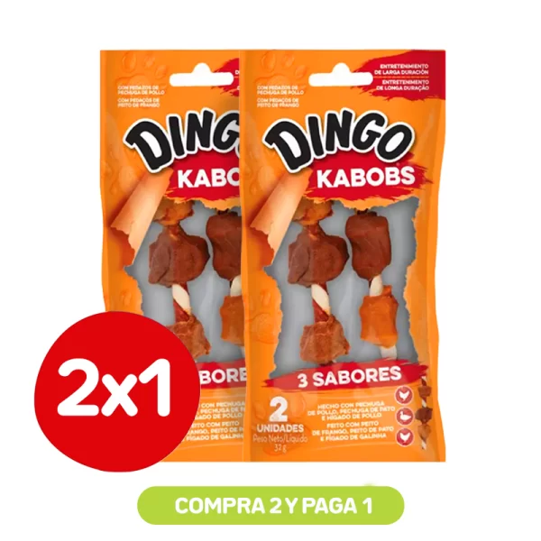 Pack 2x1 Dingo Snack Perro 3 Sabores Kabob 2 unidades