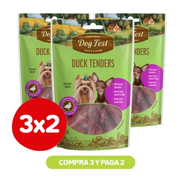 Pack 3x2 Dog Fest Tiras de Pato 55 gr