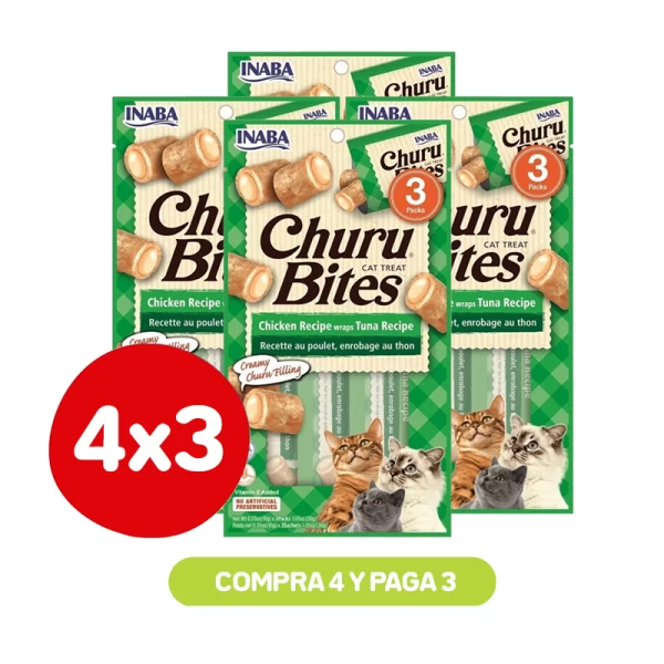 Pack 4x3 Churu Bites Chicken Wraps Tuna 30 Gr