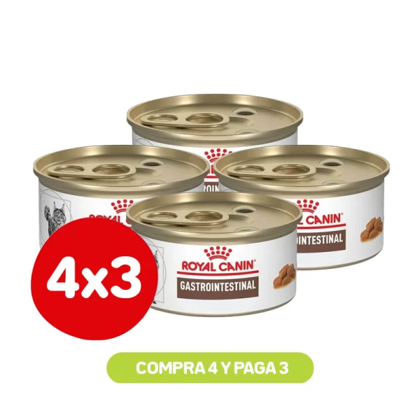 Pack 4x3 Royal Canin Gastrointestinal Gato Lata 145 GR