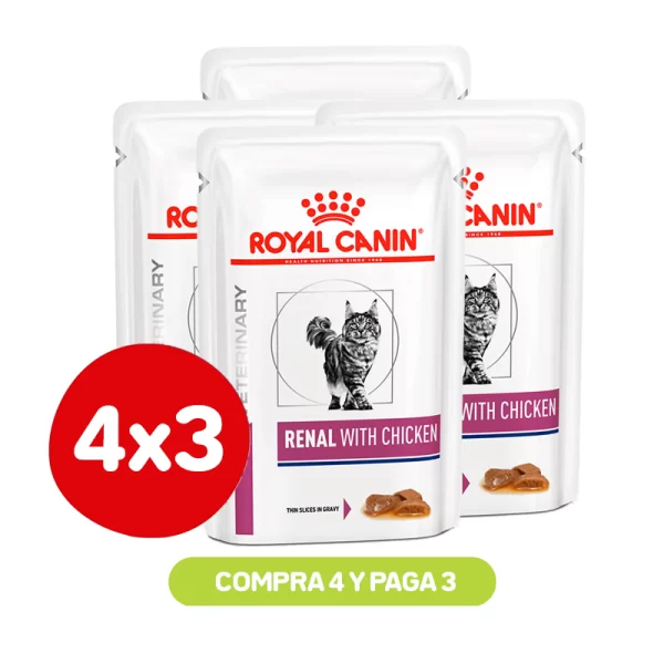 Pack 4x3 Royal Canin Renal Chicken Cat Pouch 85 Gr