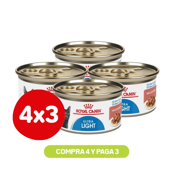 Pack 4x3 Royal Canin Ultra Light Felino Lata 164 Gr