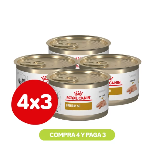 Pack 4x3 Royal Canin Urinary S/O Felino Lata 145 Gr