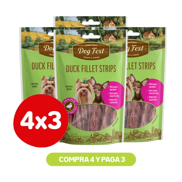 Pack 4x3 Dog Fest Barras de Filete de Pato 55 gr