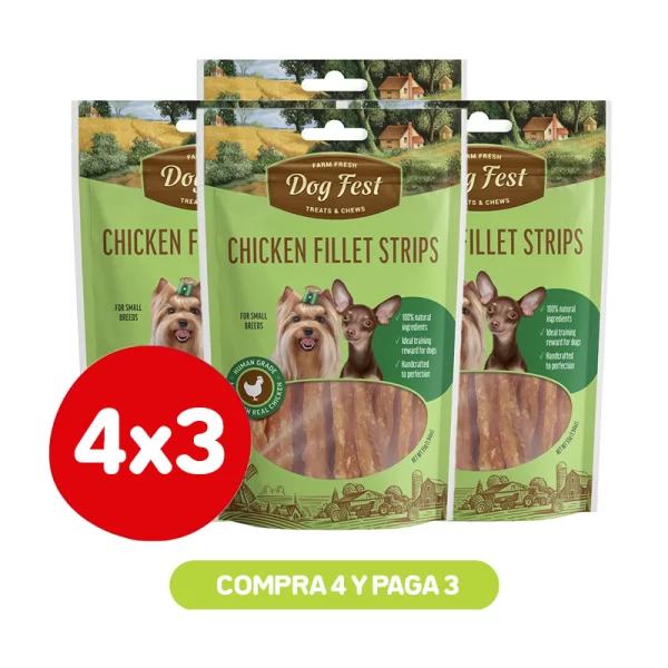 Pack 4x3 Dog Fest Barras de Pollo 55 gr