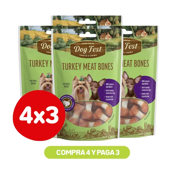 Pack 4x3 Dog Fest Huesitos con Pavo 55 gr