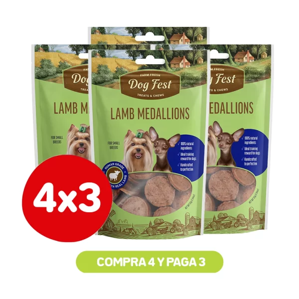 Pack 4x3 Dog Fest Medallones de Cordero 55 gr