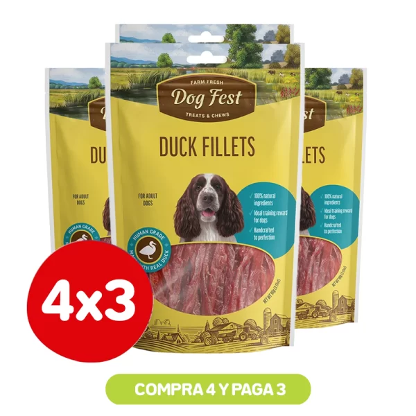 Pack 3x2 Dog Fest Snack Filetes de pato 90 grs