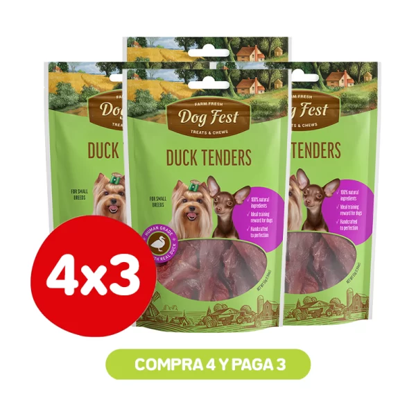 Pack 4x3 Dog Fest Tiras de Pato 55 gr