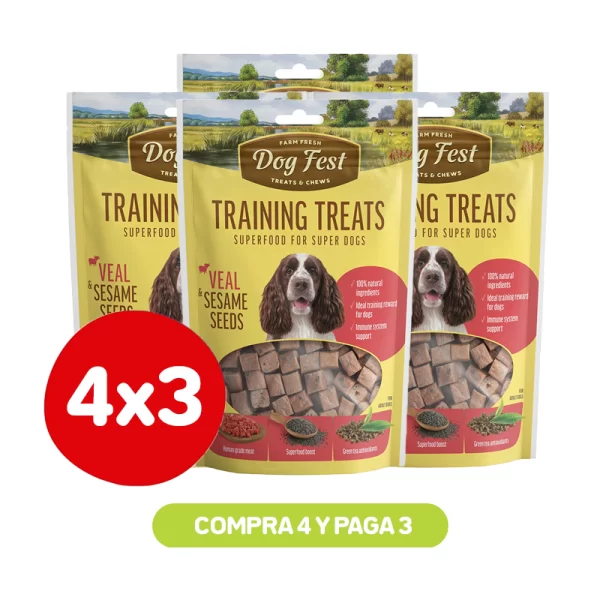 Pack 4x3 Dog Fest Training Snack Ternera y Semillas de Sesamo 90 gr