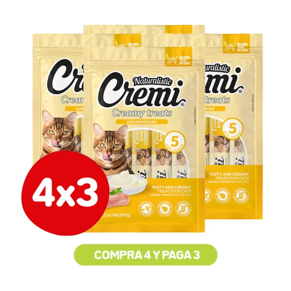 Pack 4x3 Naturalistic Cremi Pollo 60 Grs