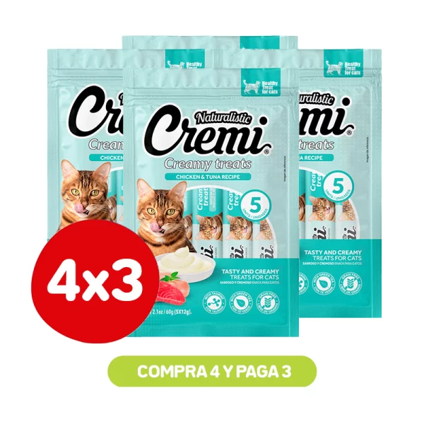 Pack 4x3 Naturalistic Cremi Pollo y Atún 60 Gr