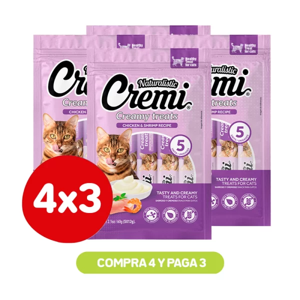 Pack 4x3 Naturalistic Cremi Pollo y Camarón 60 Gr