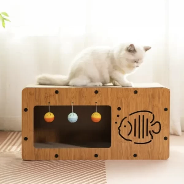 Rasguñador Diseño Casita Interactiva Para Gatos