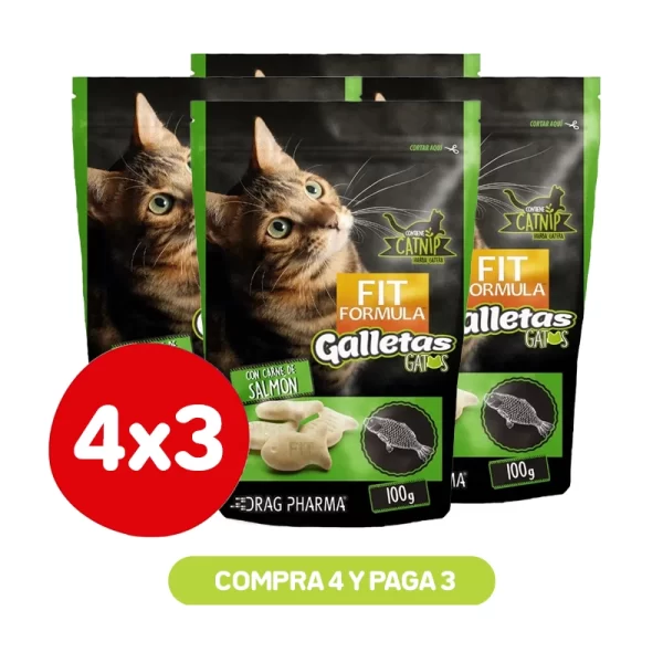 Pack 4x3 Fit Formula Galletas gato salmón