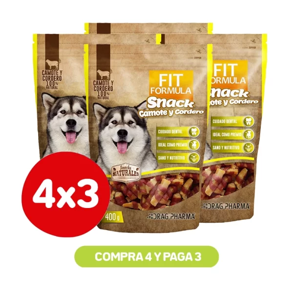 Pack 4x3 Fit Formula Snack Camote y Cordero 400 Gr