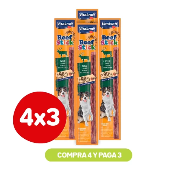 Pack 4x3 Vitakraft Beef Stick Ciervo/Gibier 12 Gr