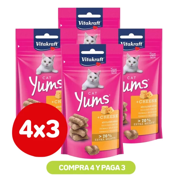 Pack 4x3 Vitakraft Cat Yums Cheese 40 Gr