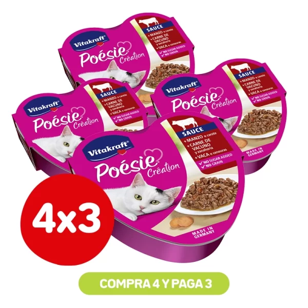 Pack 4x3 Vitakraft Poesie Creation Carne 85 Gr